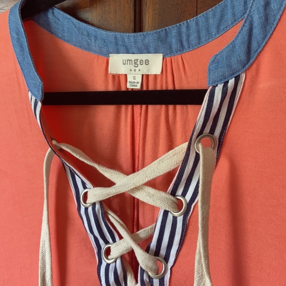 SPRING SALE 🎉 Umgee Coral Flutter Coral Coast Tunic Top - Picture 4 of 8